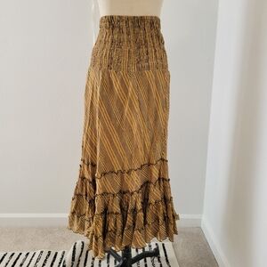 Striped Brown Maxi Skirt